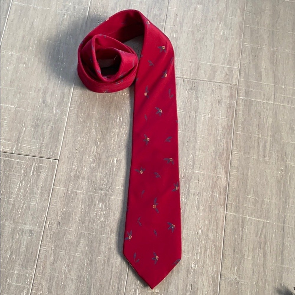 Men’s Red Print 100% Silk Chloe Tie